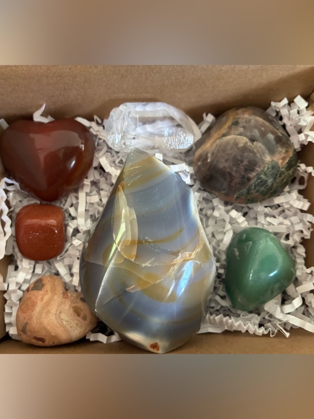 🔮 7 Piece Healing Crystal Gift Box - Orca Agate Flame 🎁